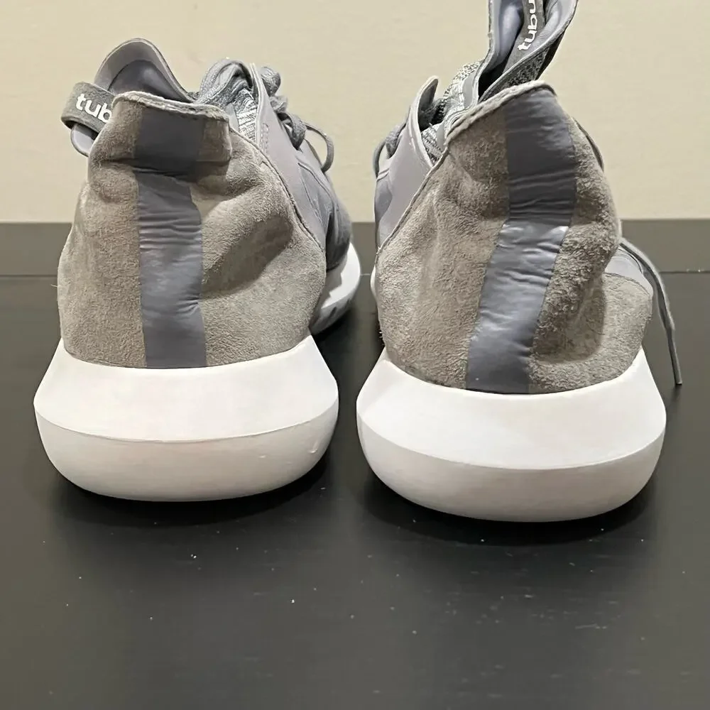 Adidas Originals Gray Marl Tubular Defiant Knit/Suede Marathon Running Sneakers